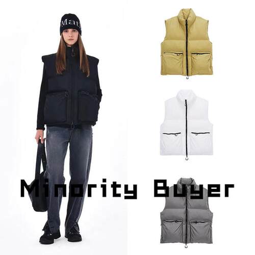 现货 买手店 Matin kim 23新款宽松立领大口袋保暖棉背心羽绒马甲