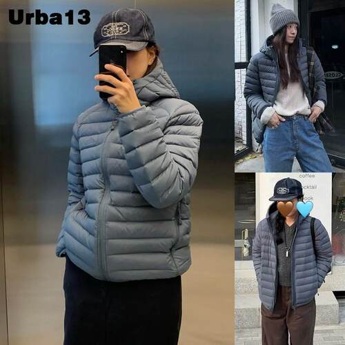 Urba13买手店正品现货urbanic30纯色轻盈防风抽绳连帽排骨羽绒服