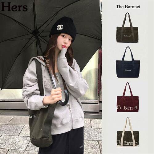正品韩国品牌The Barnnet 字母刺绣大容量帆布托特包女款