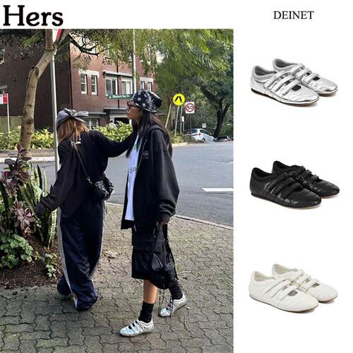 正品韩国DEINET 设计师品牌魔术贴百搭平底玛丽珍单鞋女
