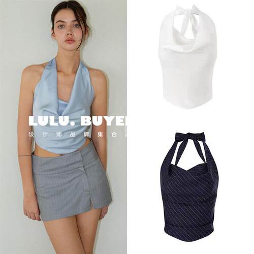 LULU买手店正品NOT YOUR ROSE上衣新款jennie同款挂脖式背心女