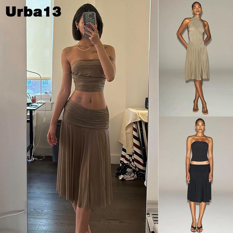Urba13买手店正品现货SKIMS抹胸弹力背心上衣高腰褶皱半裙连衣裙图片