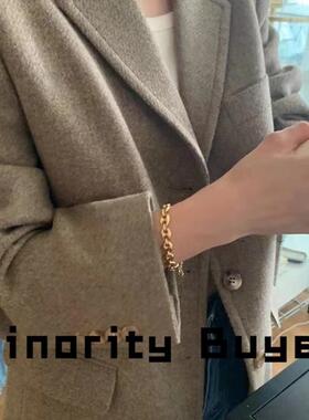 Minority买手店 MONE 22秋冬气质通勤英伦风翻领羊毛纯色西装外套