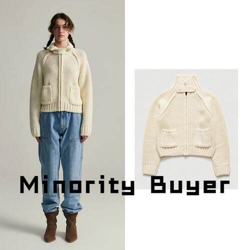现货 买手店 The barnnet 八奶通勤双口袋立领拉链针织开衫毛衣