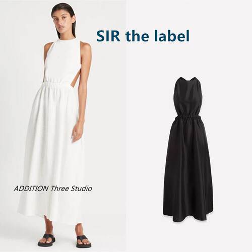 折扣 SIR the label 春夏款性感露背交叉收腰度假中长款连衣裙女