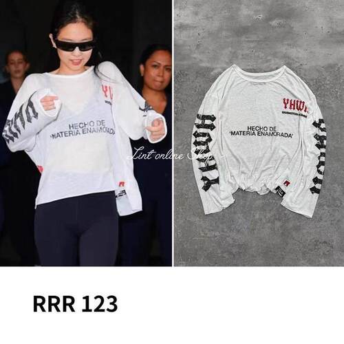 折扣 Rrr123 Jennie同款百搭时尚印花字母宽松长袖上衣