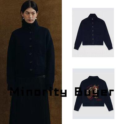 现货 买手店 Urbanic30 新款修身纽扣毛衣立领针织开衫女短外套