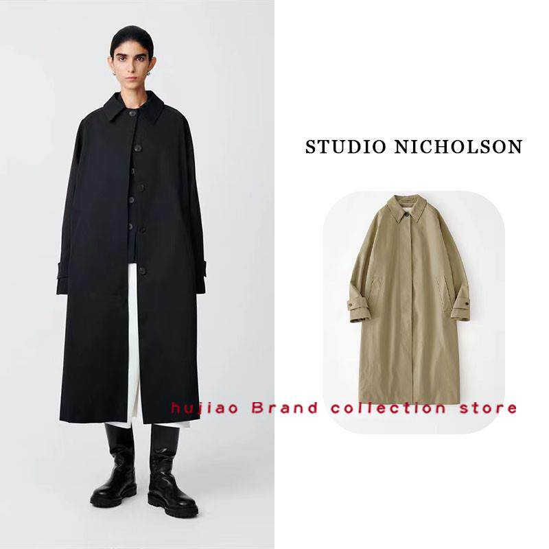糊椒正品 STUDIO NICHOLSON 23秋冬新款翻领单排扣中长款风衣图片