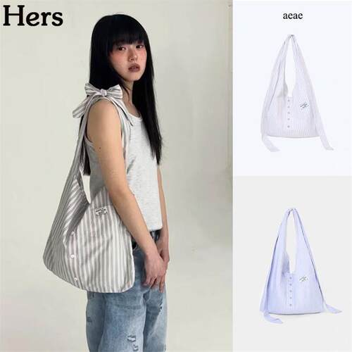 正品aeae 韩国品牌通勤条纹蝴蝶结绑带单肩手提腋下包女