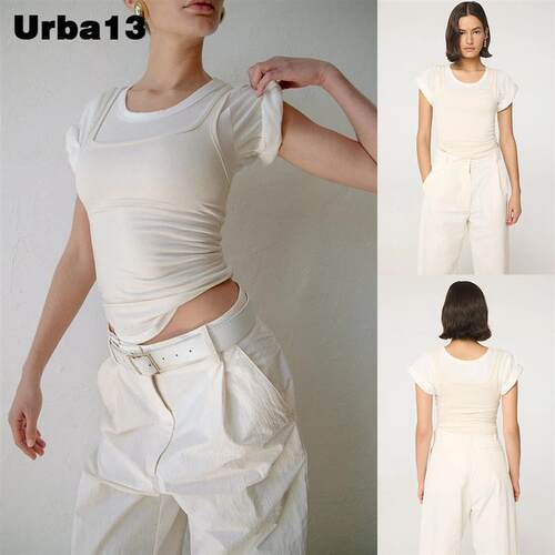 Urba13买手店现货正品The line by K卷边叠穿短袖背心圆领T恤上衣