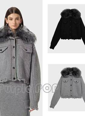POP买手店 Blumarine 新款百搭休闲宽松毛领长版外套