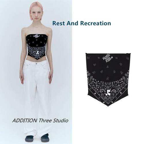 折扣Rest And Recreation 夏款辣妹装腰果花logo印花短款抹胸背心