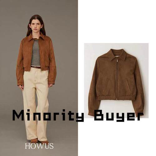 现货 买手店 HOWUS 小众秋冬通勤休闲宽松机车风麂皮短外套夹克