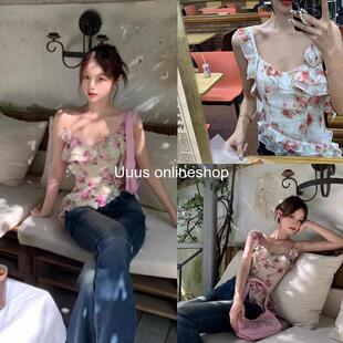 买手店韩国Seooocookie吊带24夏季新款法式不对称碎花背心女