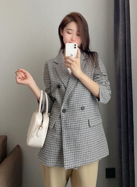 【反季折扣】Ch1co  岁月不败美人！千鸟格双排扣羊毛西装外套