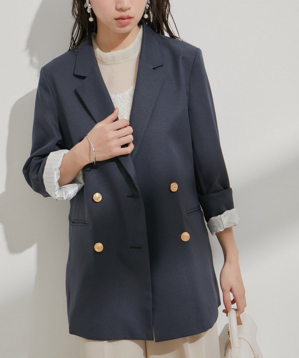 浮雕貴族金属双排扣西服外套