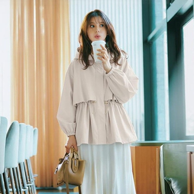 户外轻运动 【防风防水/收腰可调】连帽荷叶摆轻量感冲锋夹克外套