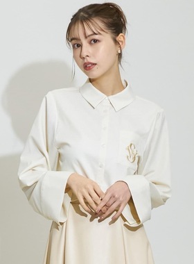 迷人知识分子风范~Sw1ngle 百变风格/显高显瘦 字母刺绣短款衬衫