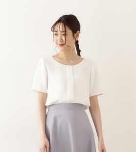 衬衫 千金系N 垂坠清凉丝滑裸感前襟捏褶边短袖 禁欲女神气质 21夏