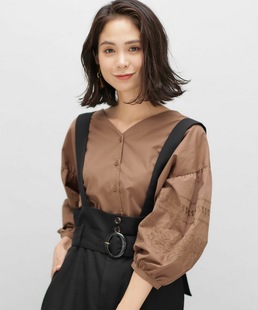 N@no V领衬衫 21ss 客供面料重工刺绣复古灯笼袖 减龄实力派 追单