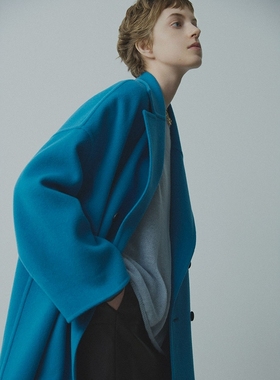 漫享时光温暖 MO家 高支羊毛手工双面呢Air Coat双排扣大衣外套