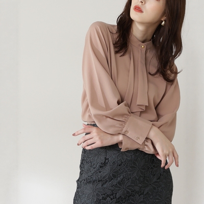 销量王！N家 “翩若惊鸿” 上身太舒服！飘带造型小立领百搭衬衫