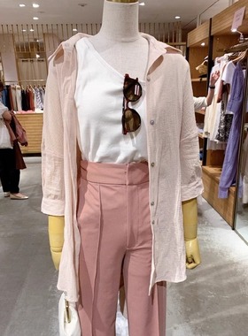 大人气~Ch1co店头主推款 休闲腰带 舒适薄棉纱宽松七分袖衬衫