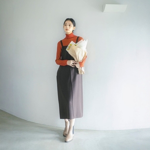 搭配重头戏~Be@ms家 优雅气质 仿羊毛手感可调节肩带吊带连衣裙