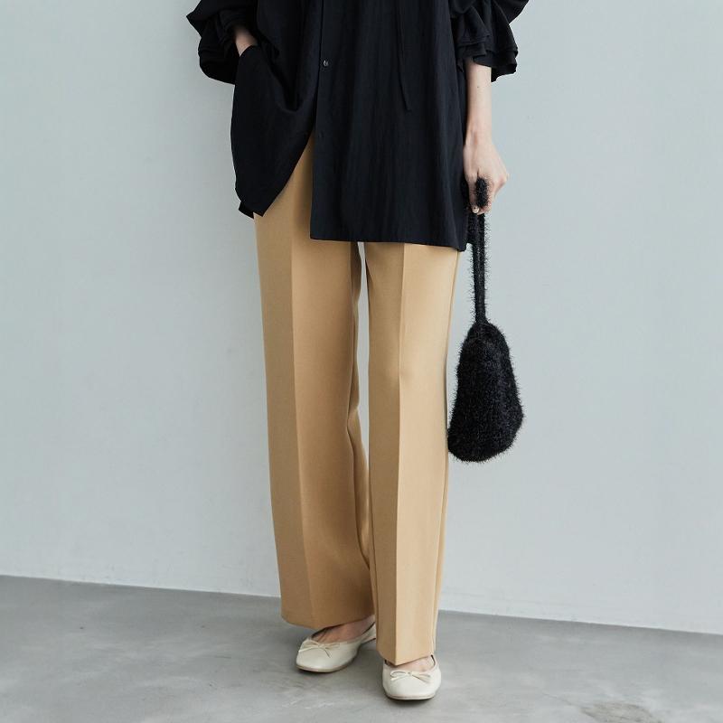 R0pe家 立杆见影的显高十公分！时髦有气场！松紧腰阔腿直筒长裤