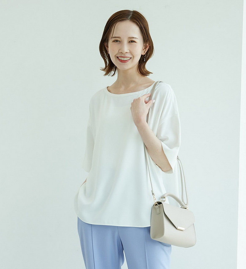 优雅船领落肩袖宽松显瘦衬衫上衣