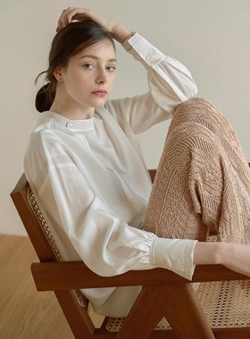 追单王！e@phi设计感撞色明线装饰不对称门襟 柔软垂顺莱赛尔衬衫