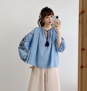 立体花卉刺绣 优雅精致 1en@ 高支精梳棉衬衫 限时大促