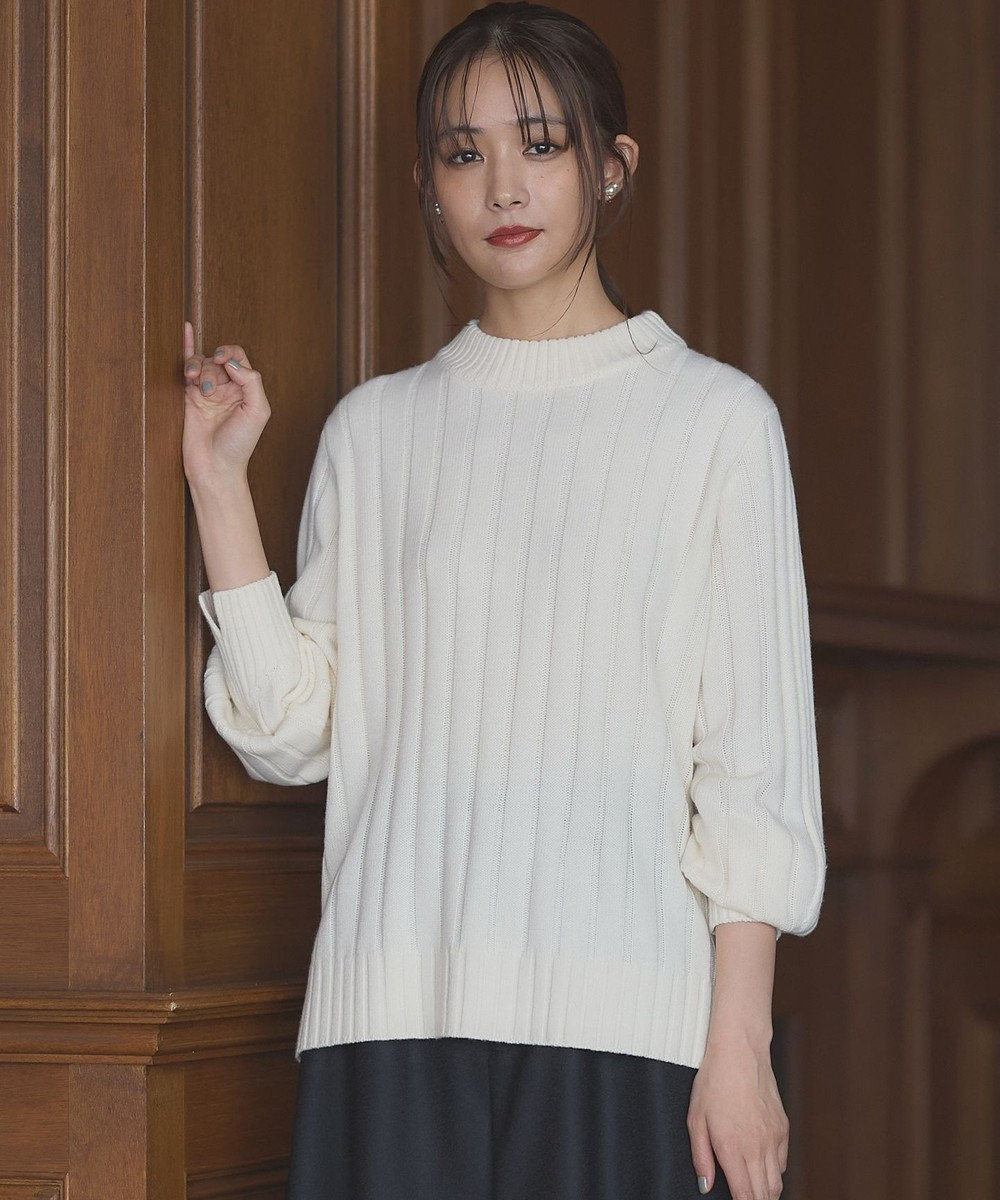 Oggi杂志款 组Q 优雅淑女 宽坑条肌理 温暖软糯罗纹粗线针织毛衣