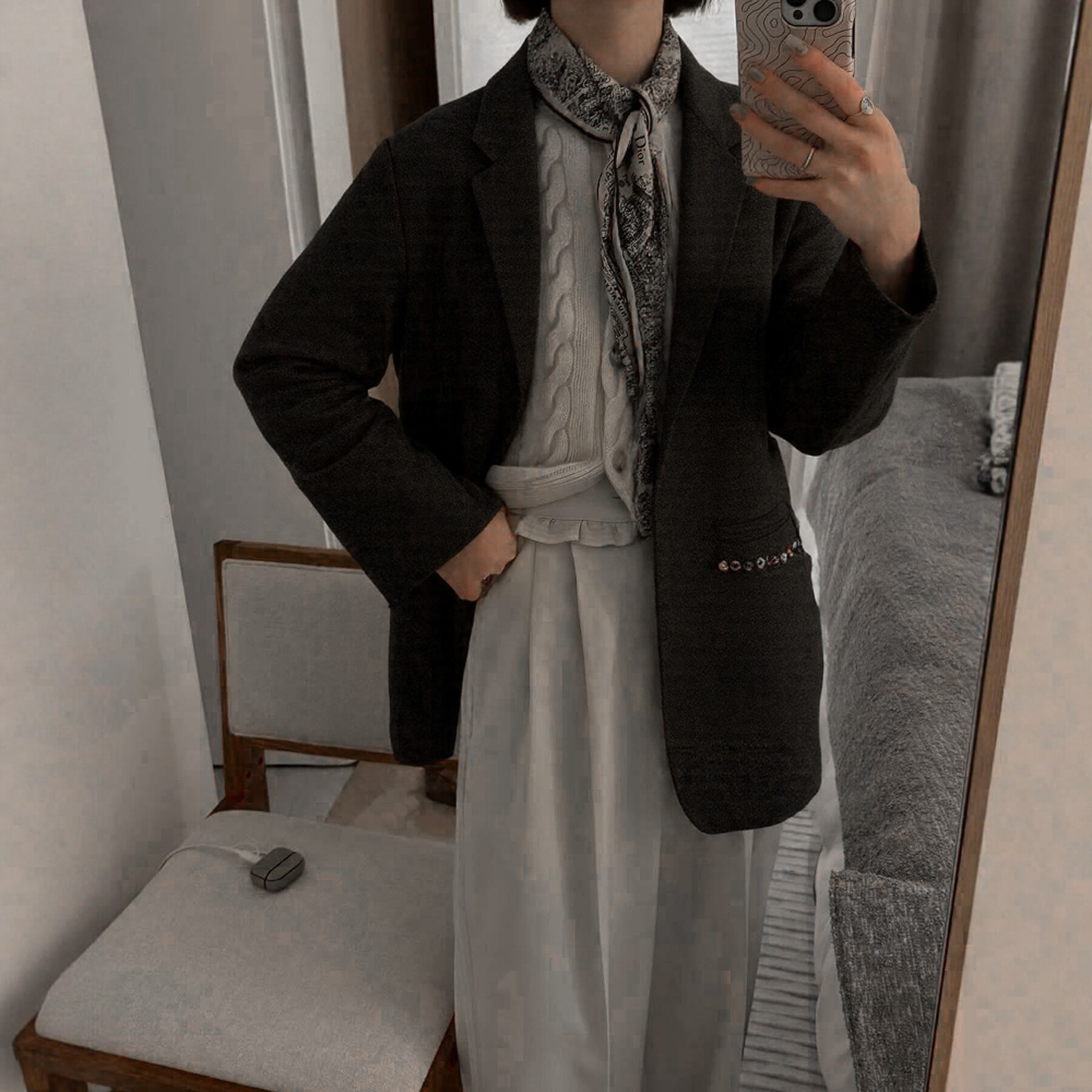 e@ph1展示会人气款 淡色系女子客供提花暗纹随机纽扣轻薄西装外套