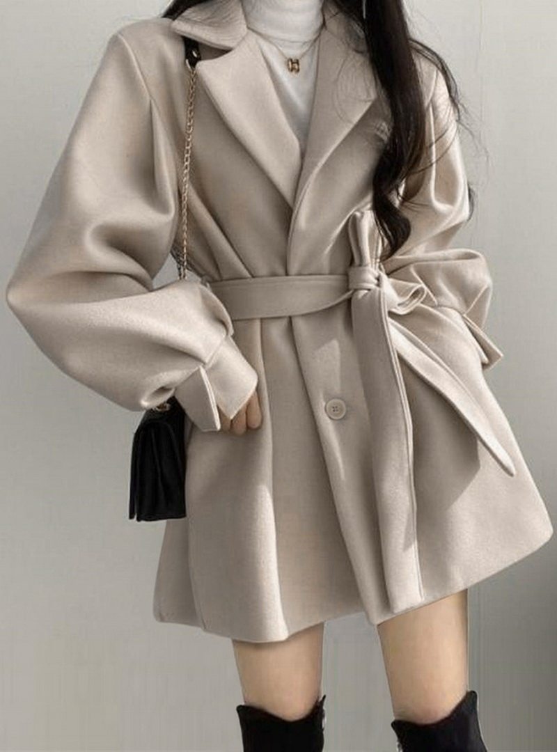 白菜价~2023AW新款气质大气西装领系带中长呢大衣风衣外套,女装/女士精品,毛呢外套,淘宝优惠券,粉丝福利购,淘宝优惠卷