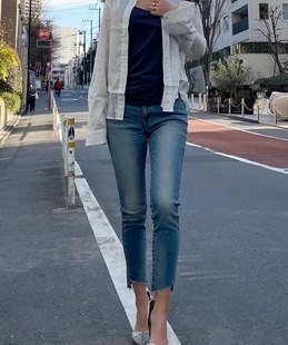 直筒不规则毛边下摆九分牛仔裤 1.4W稀罕高端 进店苾囤3色水洗