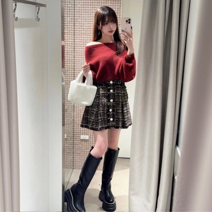 小香风金扣流苏粗花呢A字裙裤 财阀千金 R家人气爆款 满屏长腿