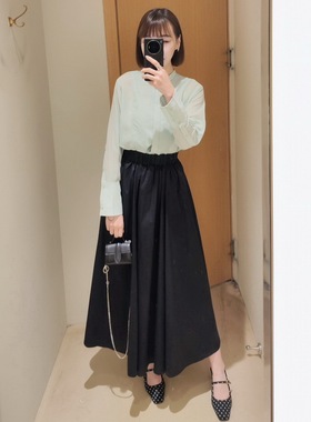 ZG1200~MO杂志款蓬感盈动 法式优雅髙级剪裁松紧腰大摆伞裙半身裙