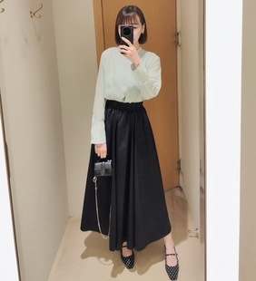 ZG1200~MO杂志款蓬感盈动 法式优雅髙级剪裁松紧腰大摆伞裙半身裙