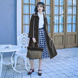 F家重磅走秀款~法式复古宫廷风 双色斗篷袖2way大衣风衣外套