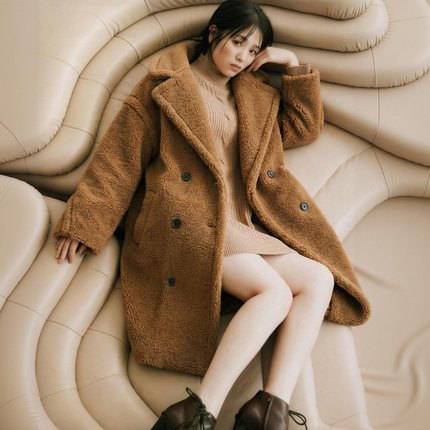 g1715~MO家 厚实抗冻保暖 法国制环保柔软人造毛皮泰迪熊大衣外套