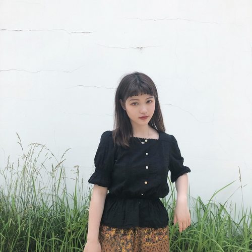 复古公主方领泡泡纱纯棉