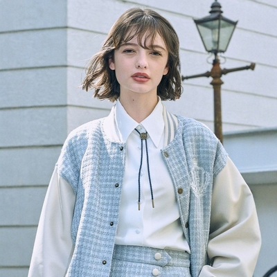 知识分子学院风 F家海报款 复古徽章项圈设计尖角翻领百搭衬衫