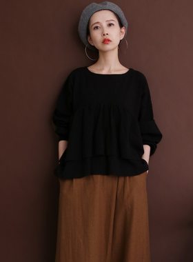 时尚气质碎褶双层荷叶针织衫
