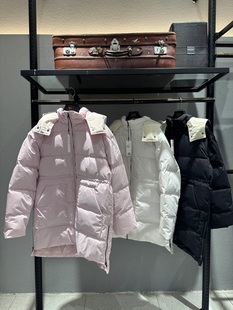 暖意流心 实穿B入 M家 显瘦/收腰抽绳/中长款连帽羽绒服 G2598Y