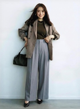 追单6次~1en@【舒适派~风行者】视觉拉腿高腰显瘦休闲直筒阔腿裤