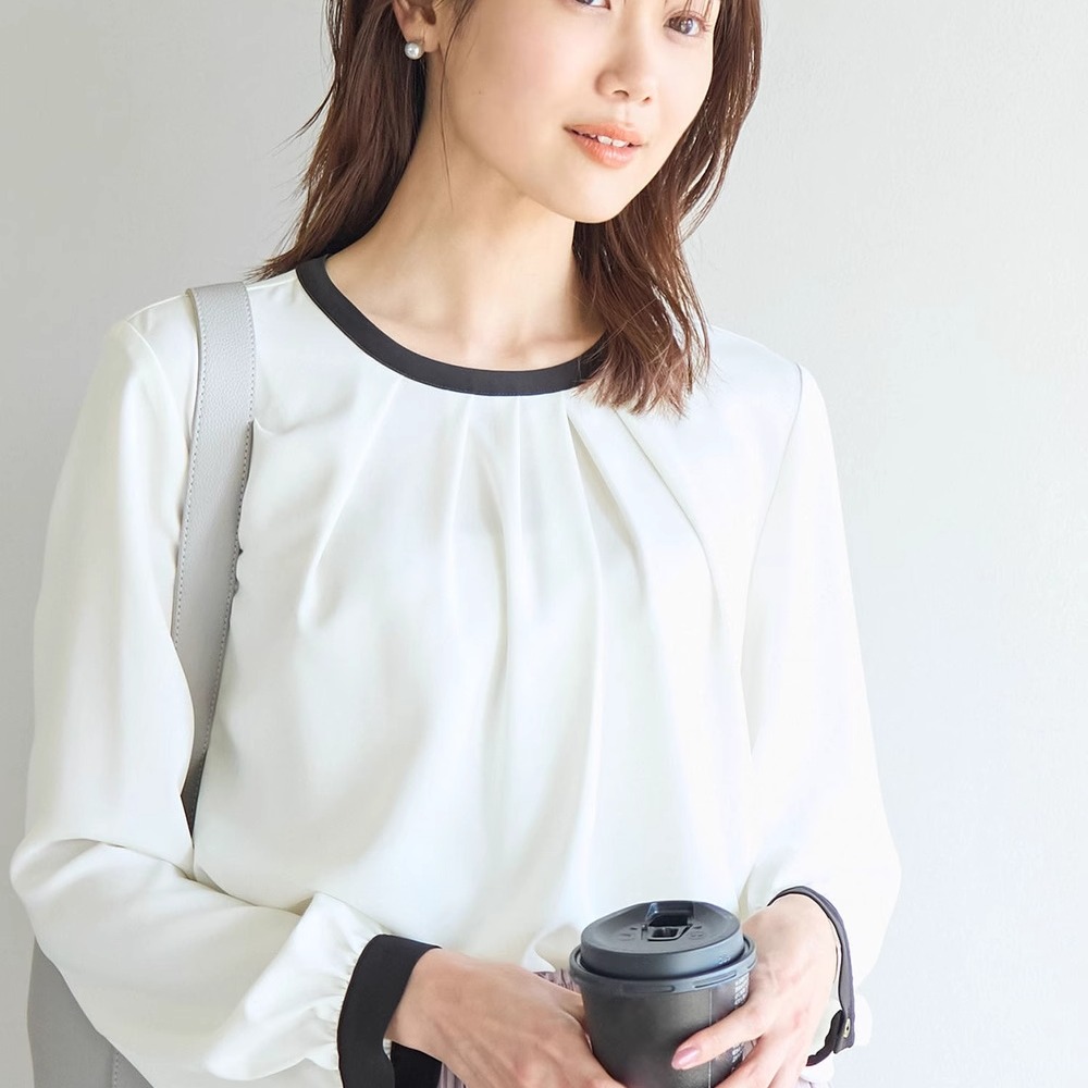 超值享~R0pe家 免烫抗皱防污抗UV机能 领口立体褶裥通勤百搭衬衫