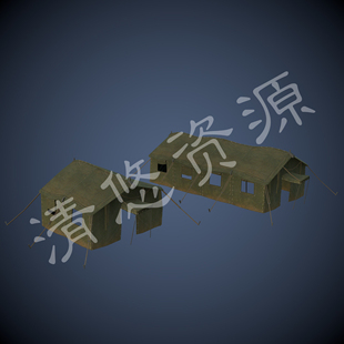 现代户外军绿色棚屋3dmax fbx obj帐篷模型 830 c4d