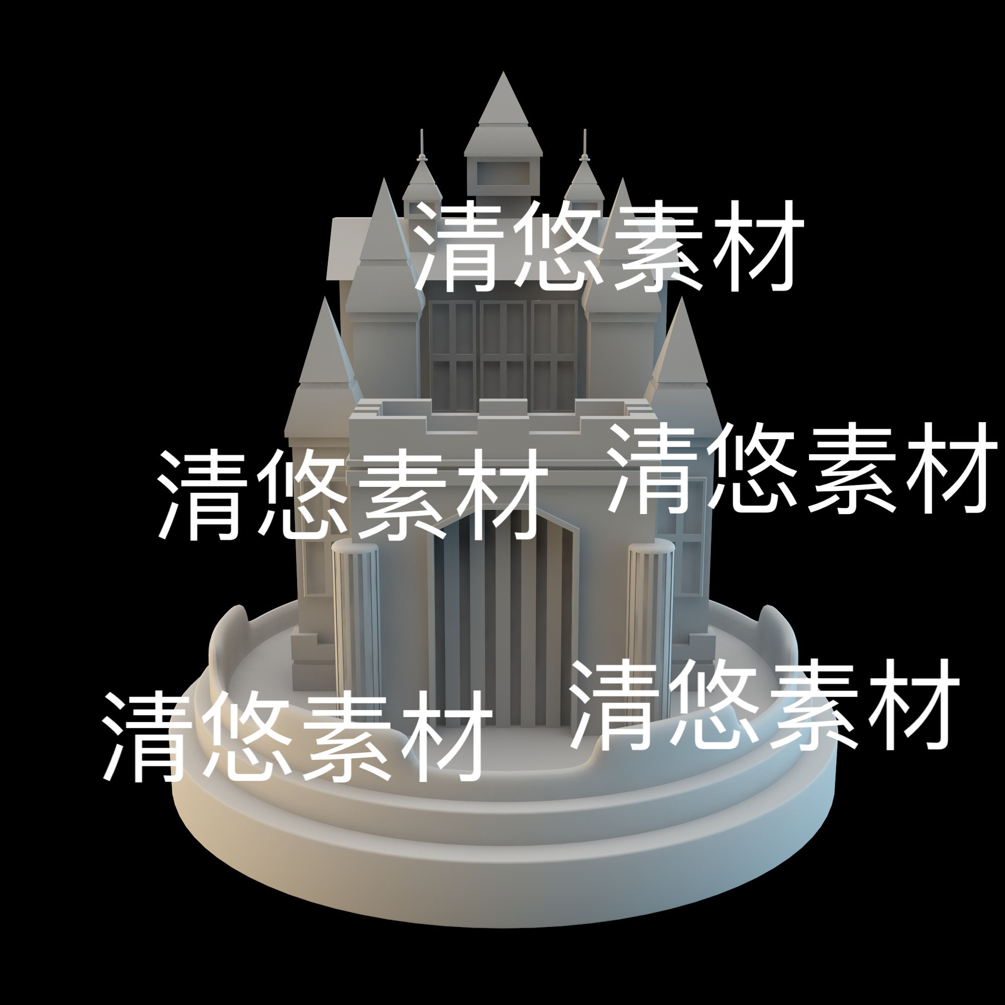 c4d fbx obj格式模型卡通风格建筑城堡房子3D文件 非实物E71