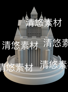 c4d fbx obj格式模型卡通风格建筑城堡房子3D文件 非实物E71